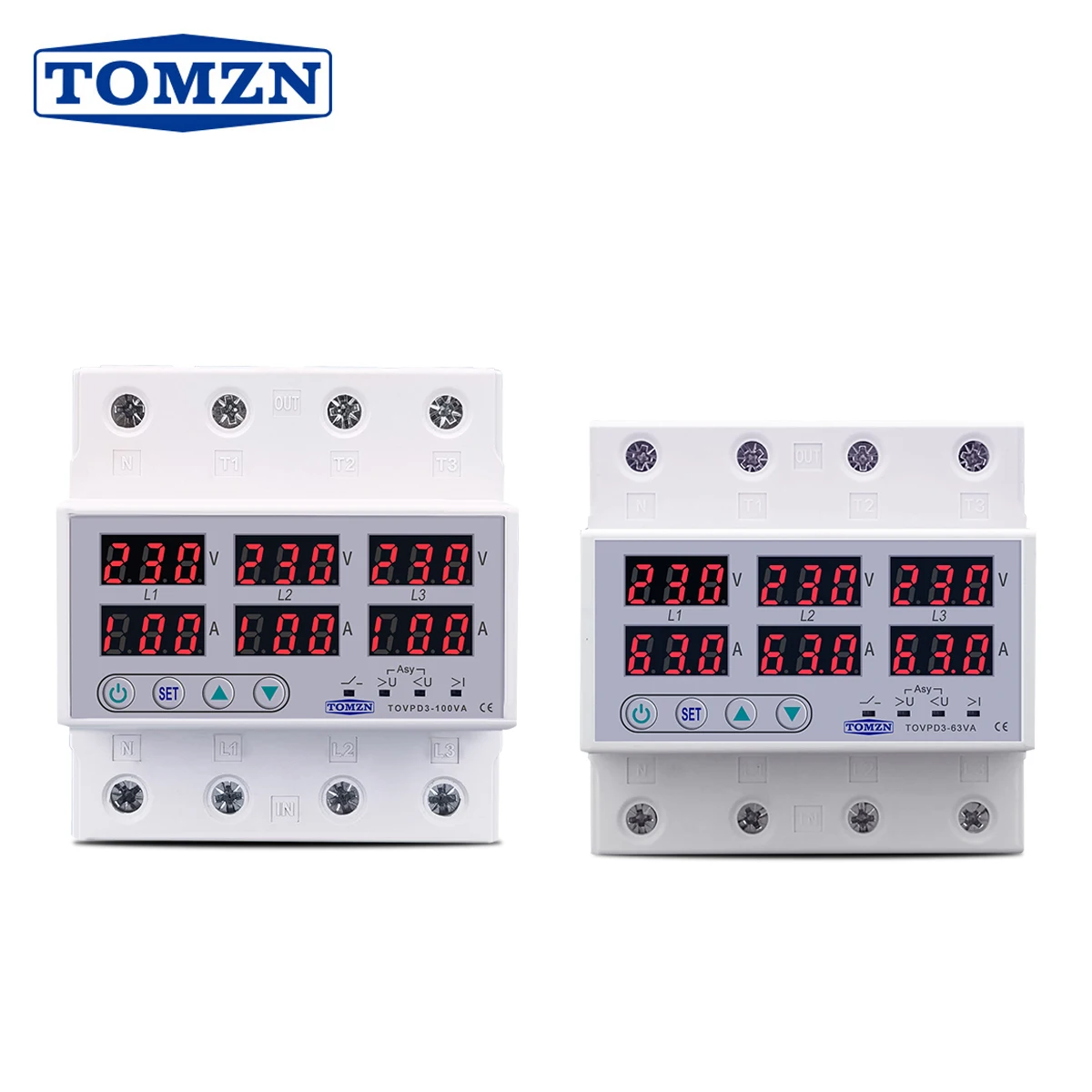 Трехфазный 4 провода 3P + N 63A 100A