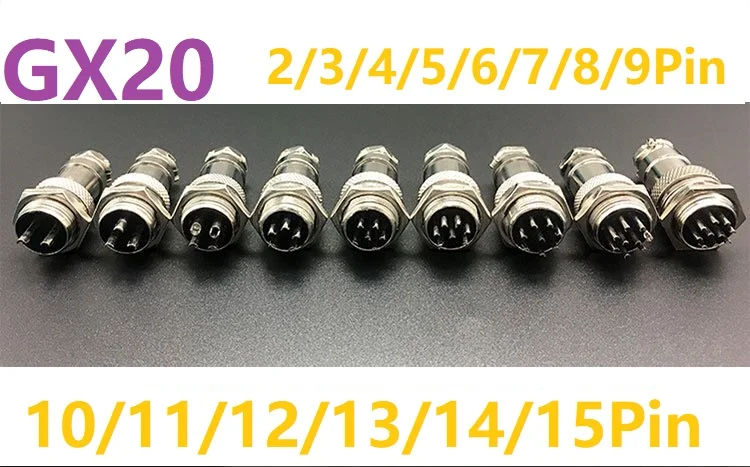 1 комплект GX20 мужской и женский 2/3/4/5/6/7/8/9/10/11/12/13/14/15Pin 20 мм провод Панель разъем