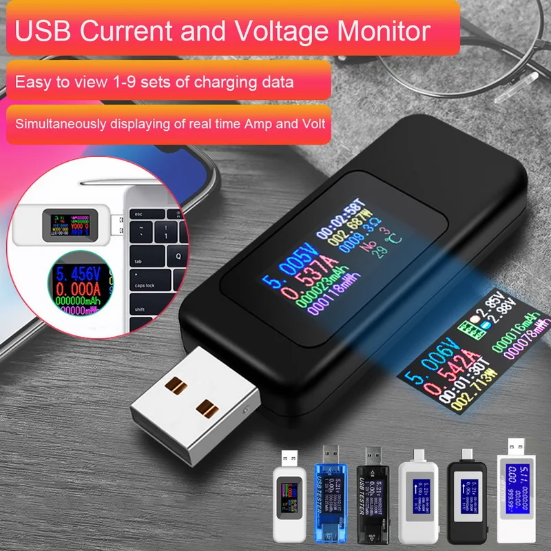ЖК-дисплей мини-телефон USB Тестер измеритель Портативный доктор мобильный