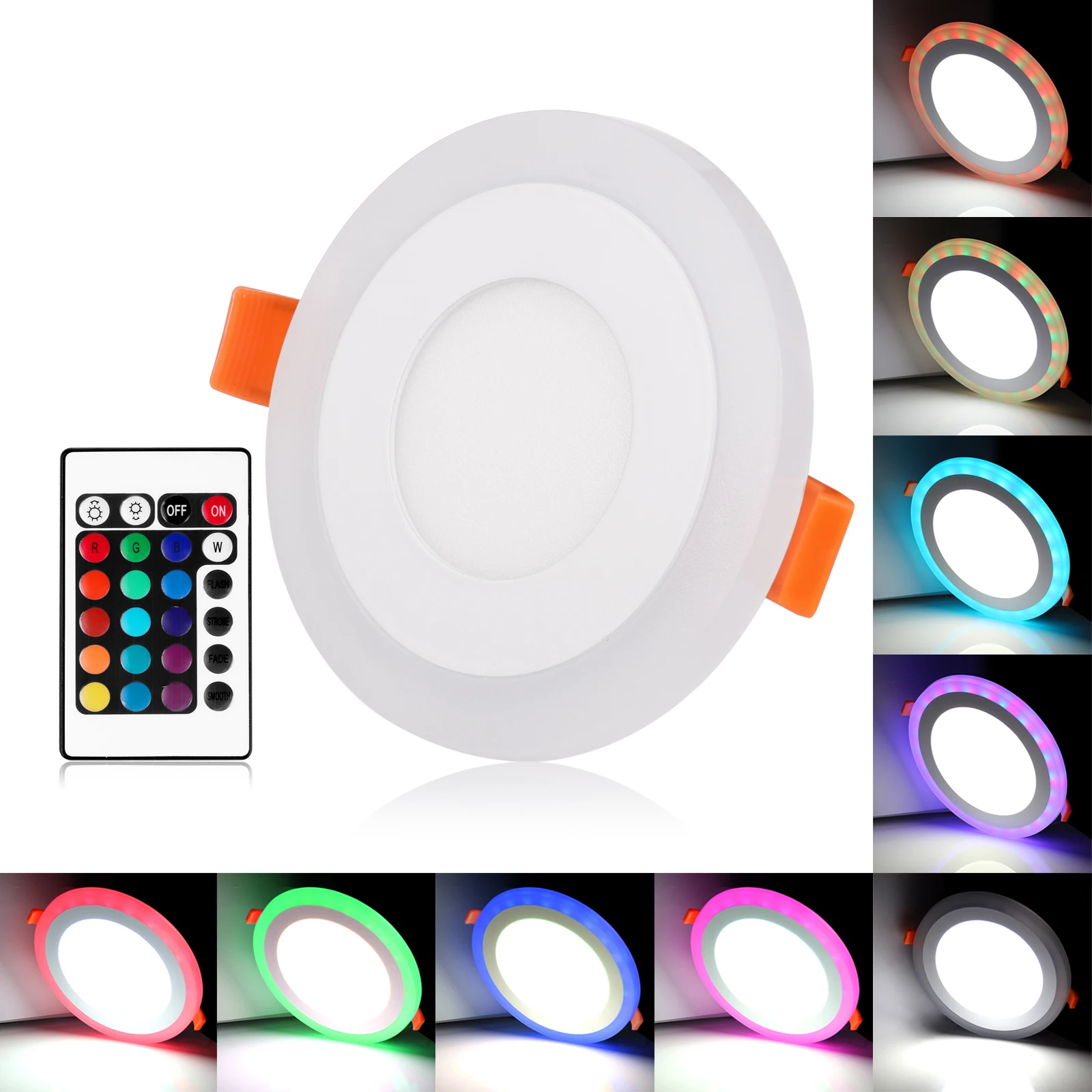 Ultra Slim 3+3W Round Concealed Dual Color RGB LED Panel Light Cool White Lamp Downlight AC 100-265V | Освещение