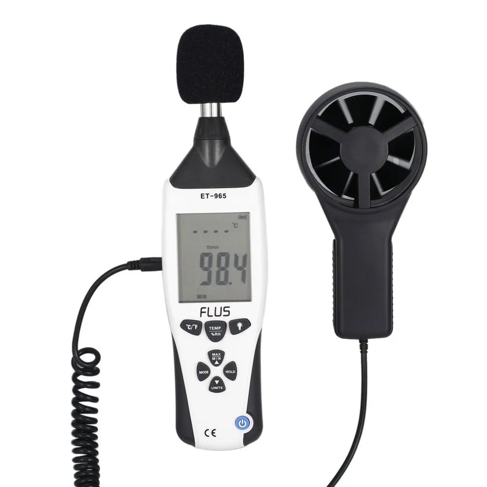5 in 1 Environment Meter Thermometer Hygrometer Anemometer Wind Speed Sound Level Light Air Velocity Humidity Tester | Инструменты