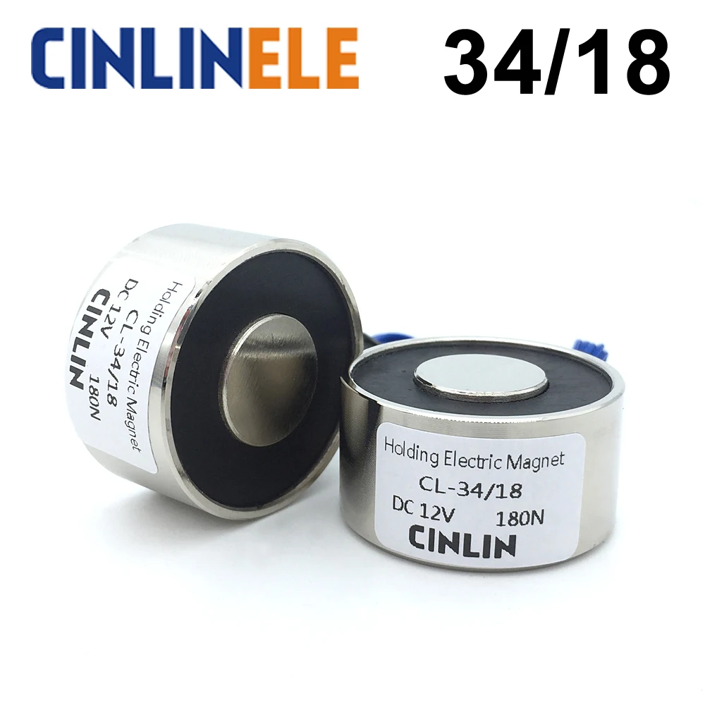 D34mm*H18mm 18KG/180N Holding Electric Magnet Lifting Solenoid Sucker Electromagnet DC 6V 12V 24V Non-standard custom |