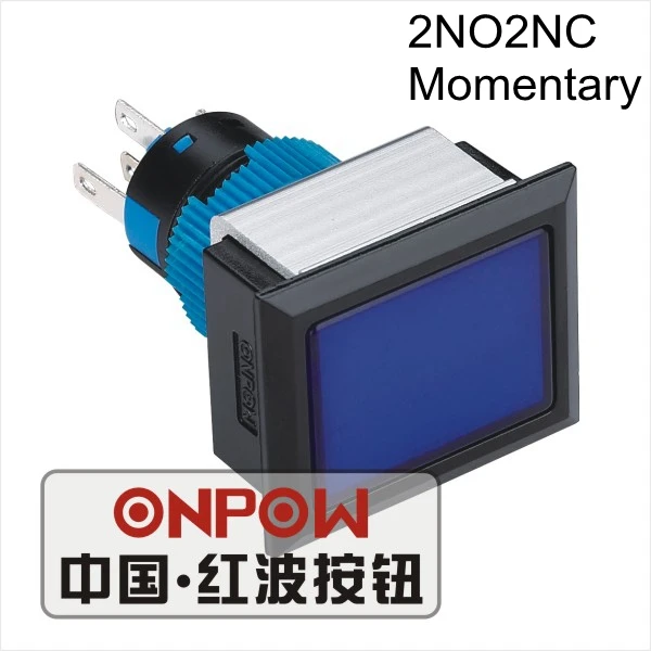 ONPOW 22 мм Мгновенный 2NO2NC LED подсветка черный корпус прямоугольник пластиковый