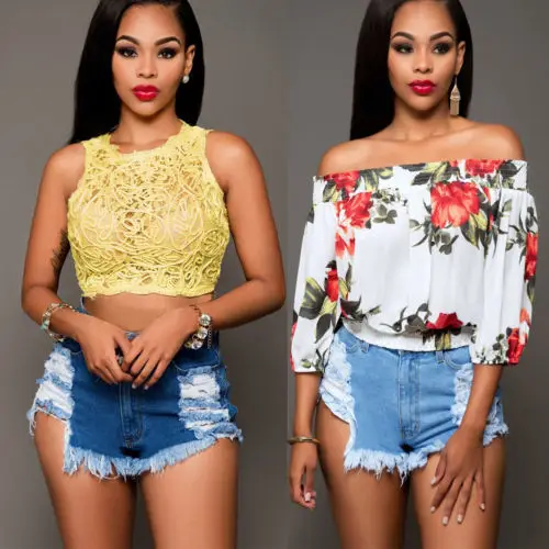 Summer Women Ladies Clothes Shorts Casual High Waisted Short Mini Jeans Ripped Clothing | Женская одежда