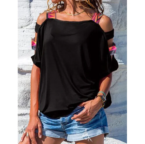Fashion Women Lady Summer Loose Casual Top Short Sleeve Off Shoulder Blouse Ladies Tops Shirt Clothing |