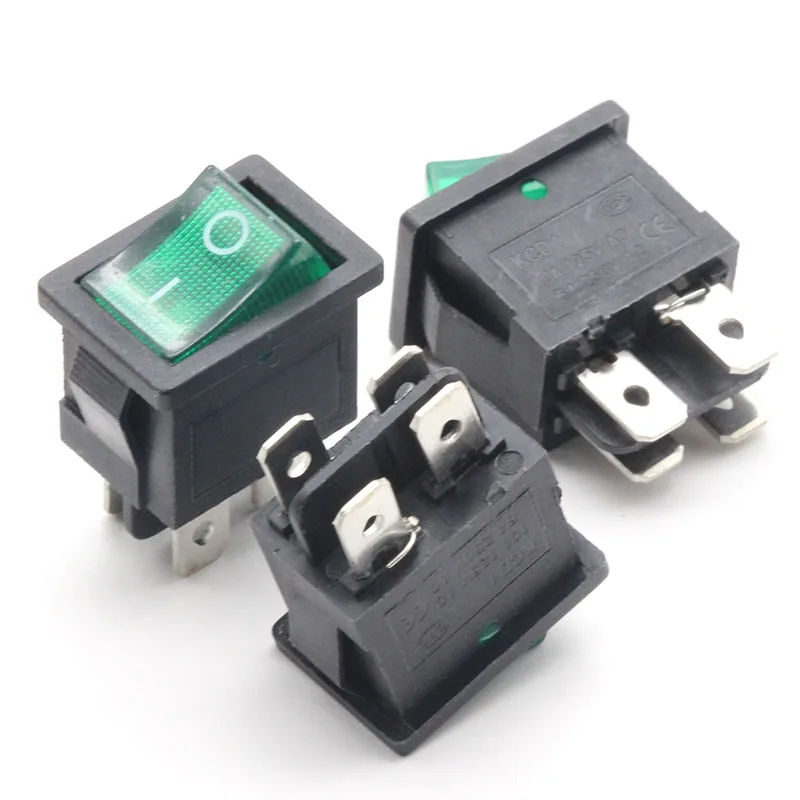 20 шт. зеленый 4-контактный кнопочный переключатель 10A125V/6A250V