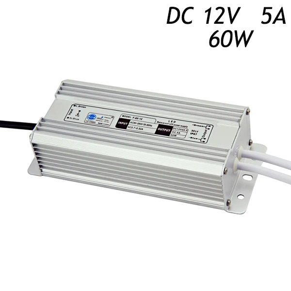 5 шт./лот 12 В 5A 60 Вт трансформаторы AC110-220V в DC IP67 Драйвер импульсного источника