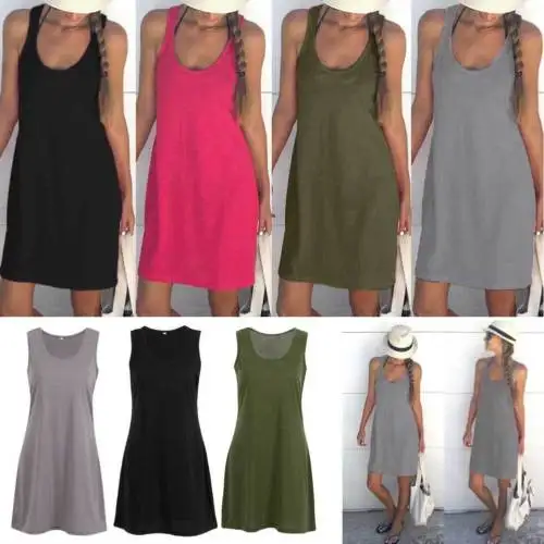 Women Lady Summer Casual Dress Sleeveless Ladies Party Mini Sundress Clothing |