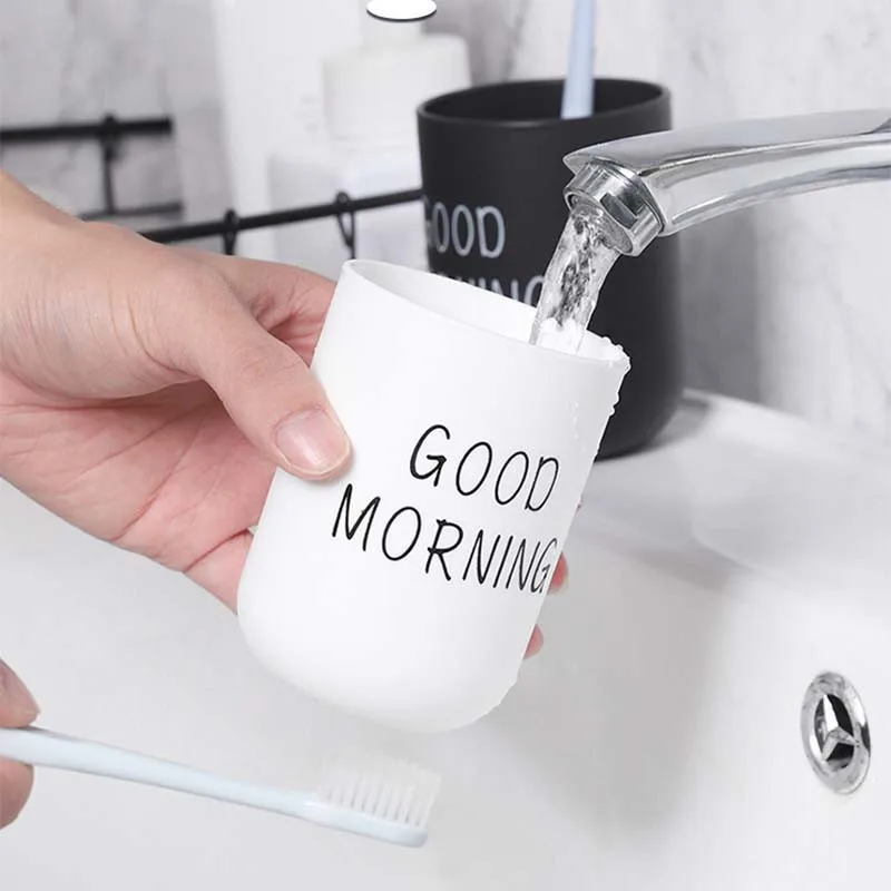 1 шт. Кружка для зубных щеток Nordic Travel Portable, ванная комната Mug Good Morning Storage Organizer Accessories Set on.