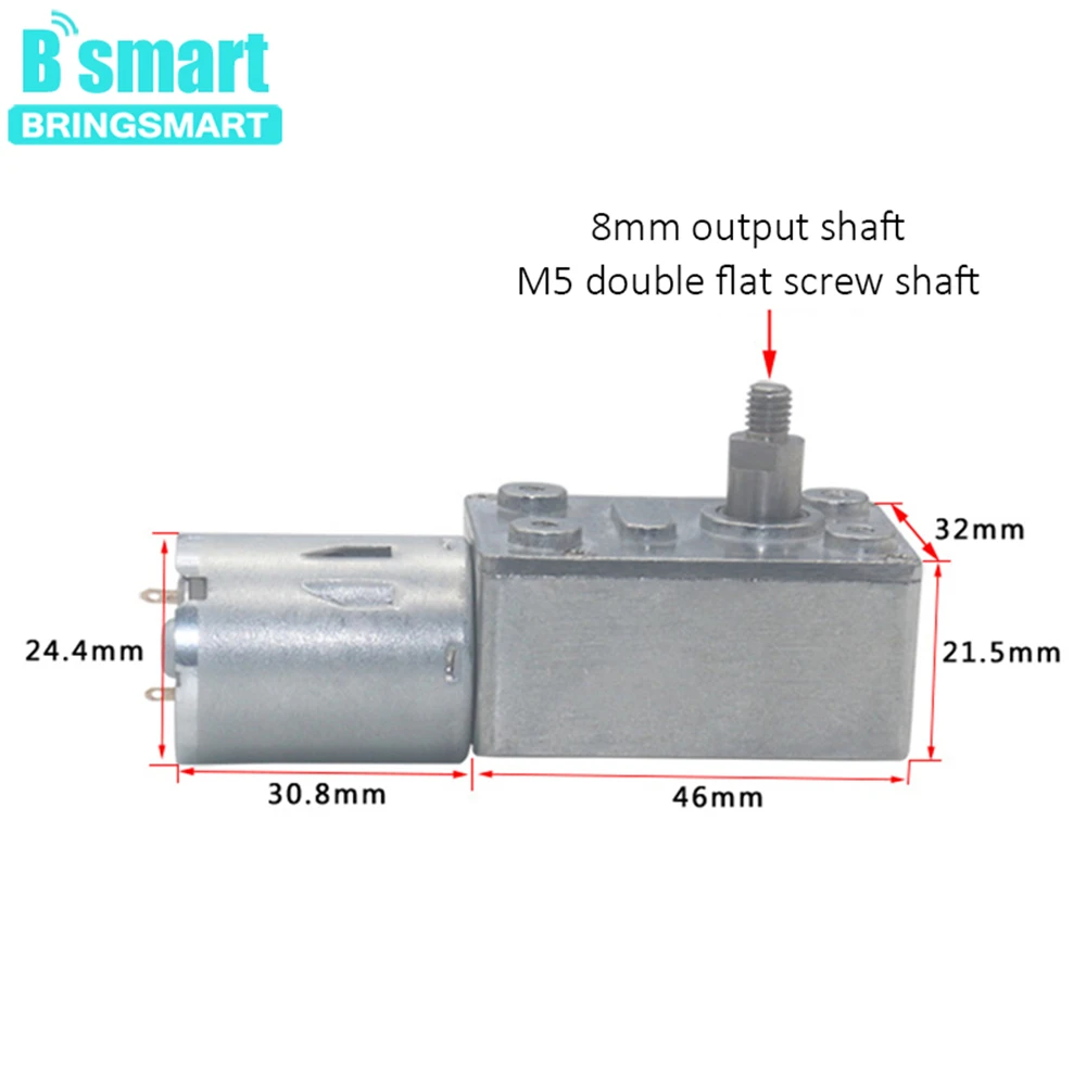 Мотор-редуктор Bringsmart JGY 370 12 В 24 червячный 8 мм M5 выходной вал используется для