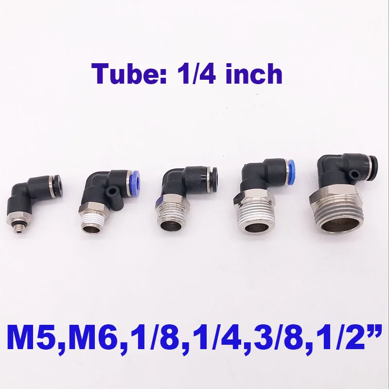L-образный пневматический вставной коленчатый Фиттинг M6 M5 1/8 1/4 3/8 1/2 BSP NPT