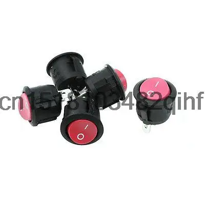 Красная круглая кнопка ВКЛ-ВЫКЛ SPST 2 телефон 6A/250V 10A/125V AC 5 шт.