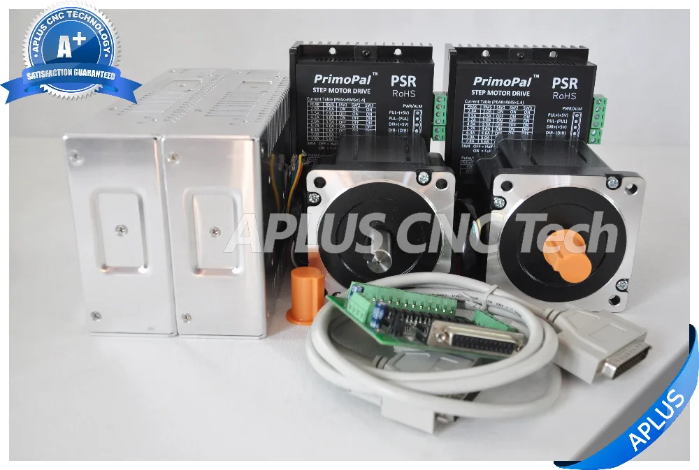 2-Axis NEMA 34 Key Shaft Stepper Motor 920oz-in & Driver PSR8078 48V Power Supply Kit |
