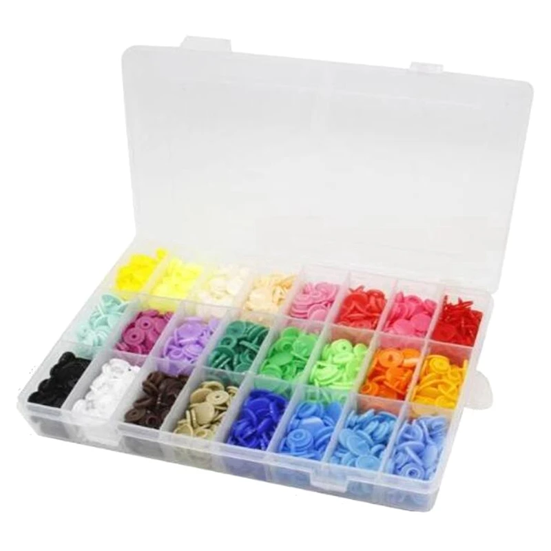 360Pcs 24 Colours T5 12Mm Round Plastic Snaps Button Fasteners Quilt Cover Sheet Garment for Baby Clothes Clips | Обустройство дома