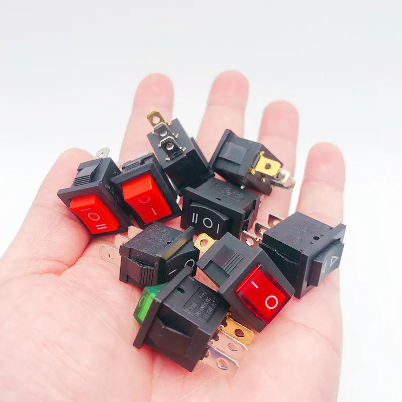 Кулисный Переключатель KCD1-101 15*21 мм 3Pin с светодиодный на включение/выключение
