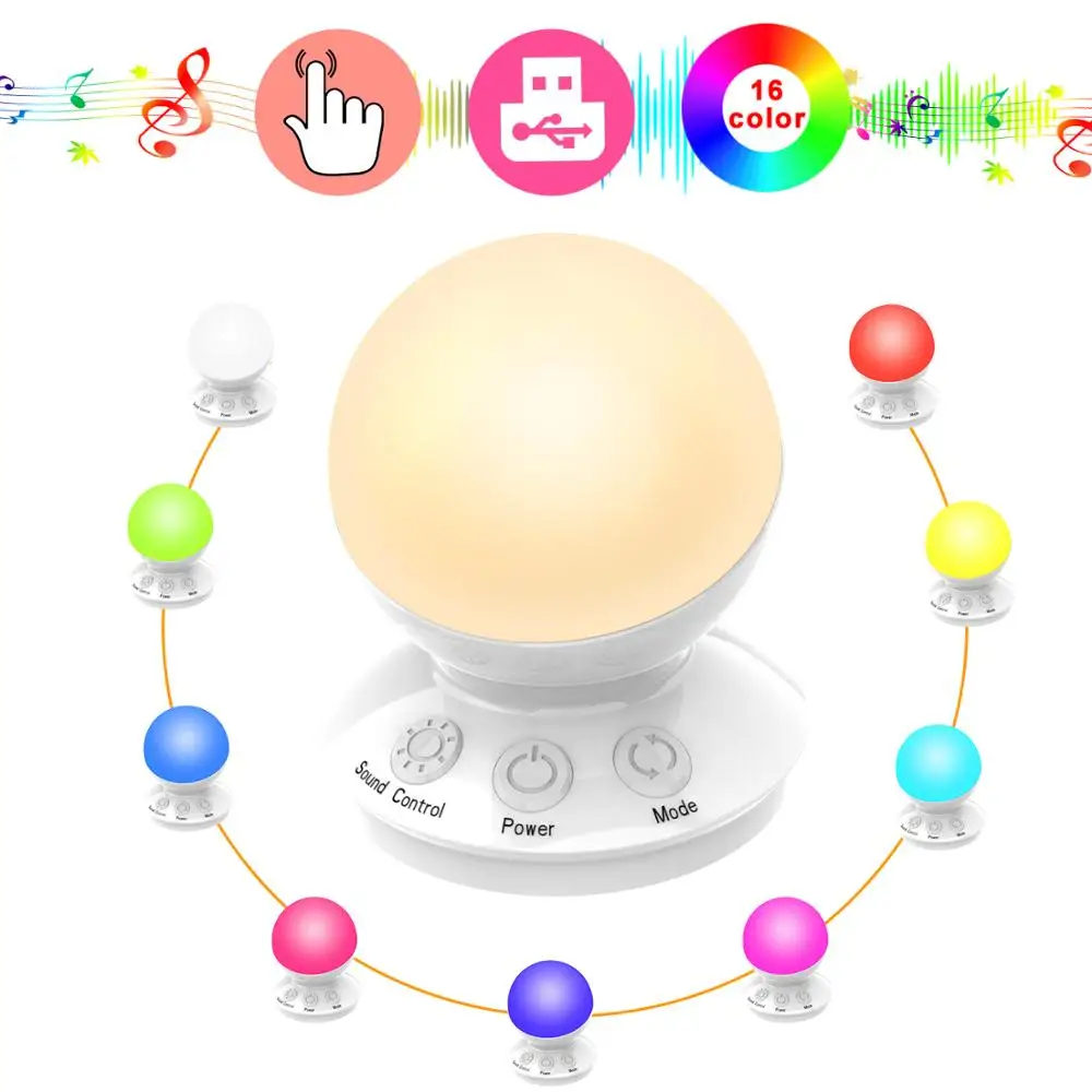 Цветной СВЕТОДИОДНЫЙ ночной Светильник Nursey RGB с синхронизацией музыки Дети