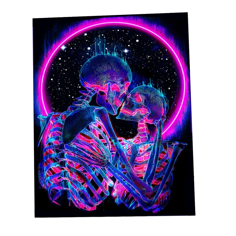 Гобелен с черепом Blacklight гобелен The Kissing Lovers УФ-реактивные триповые
