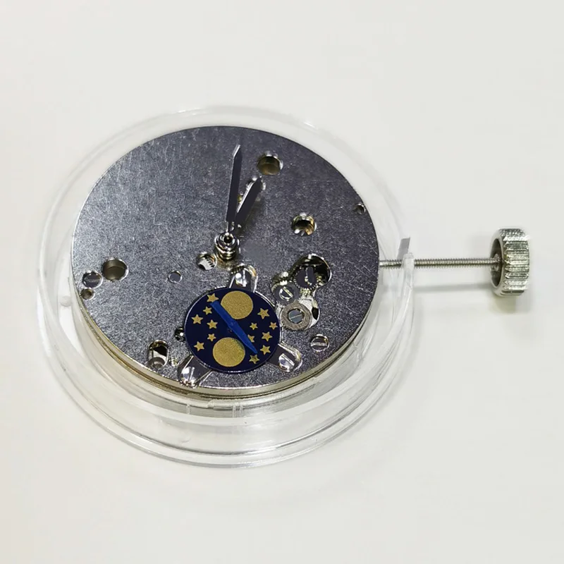 2824 Automatic Mechanical Watch Movement Three Hand and a Half Moon Phase at 6 Oɼlock For parts |