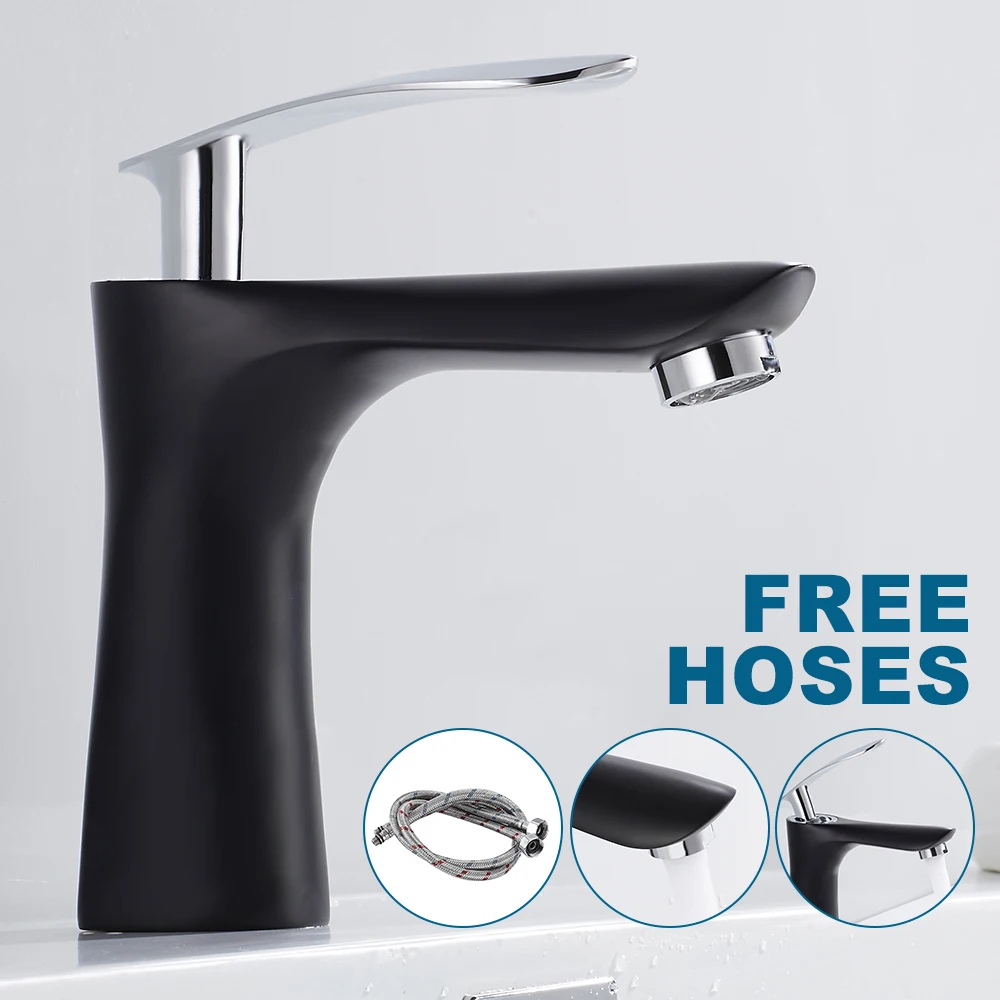Bathroom Tall Basin Mixer Taps Sink Faucet Waterfall Counter Top White Black Hot and Cold Water Single Hole Handle Home Kitchen |