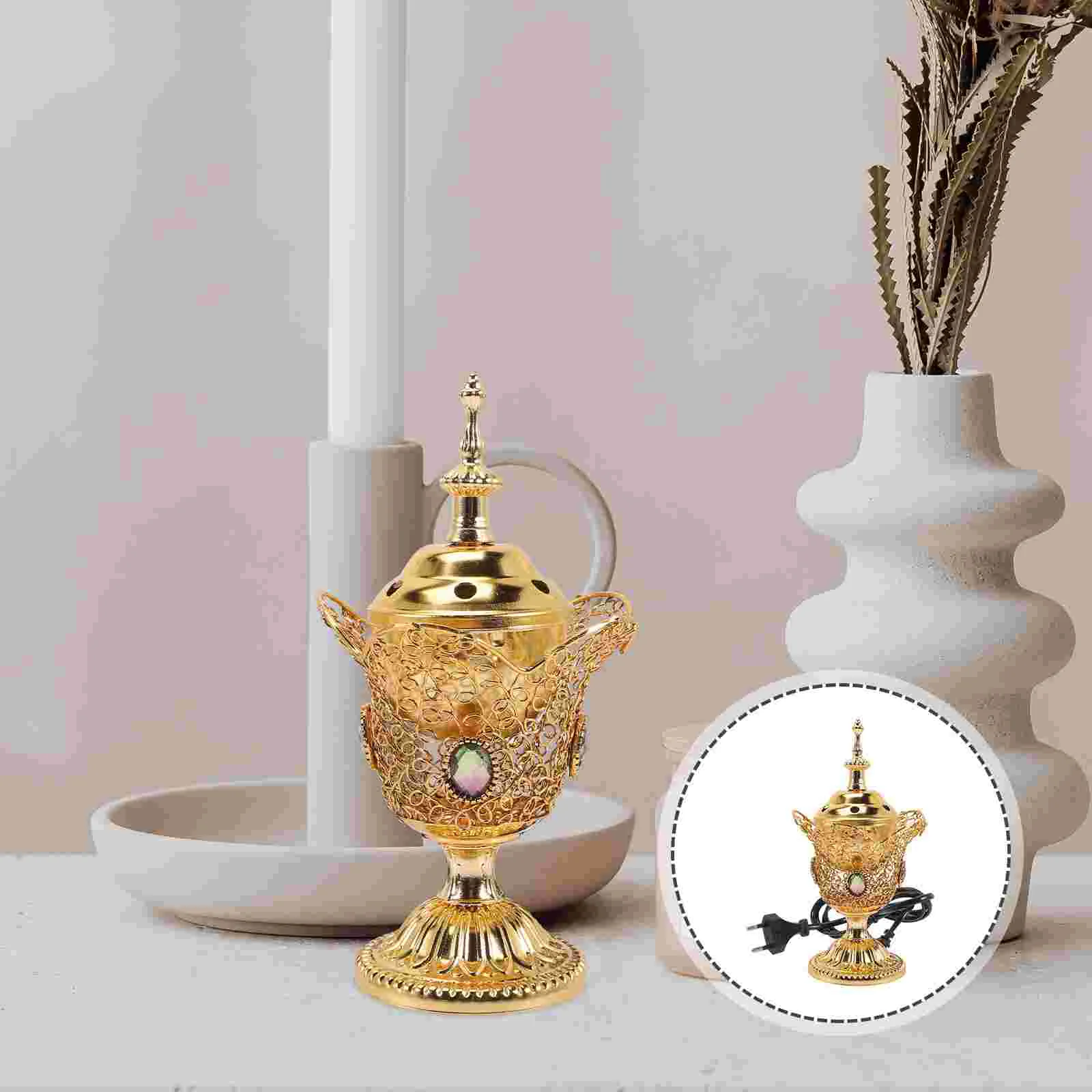Electric Censer Vintage Decor Incense Holder Burner Table Decors Holders Metal Burners