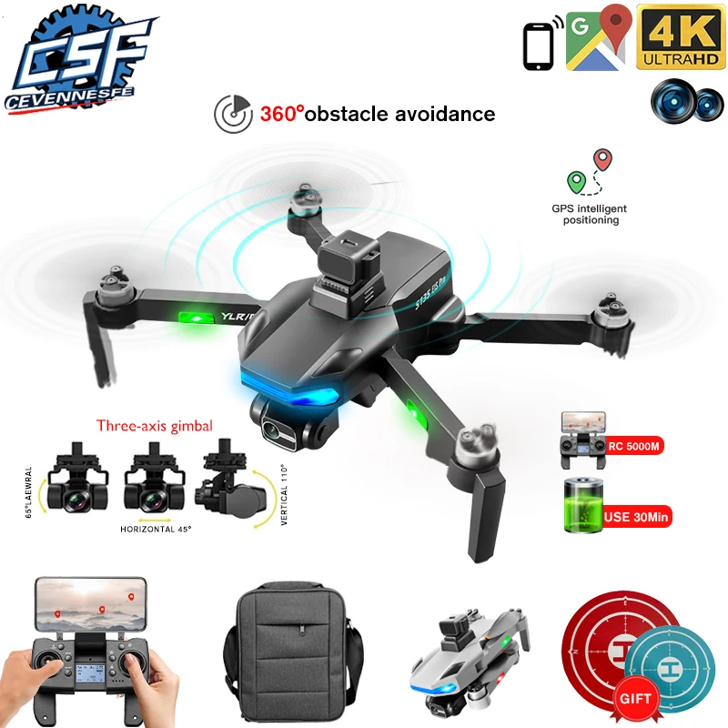 Дрон S135 Pro GPS 4K HD 2DC профессиональный для аэрофотосъемки обход препятствий на 2022 °