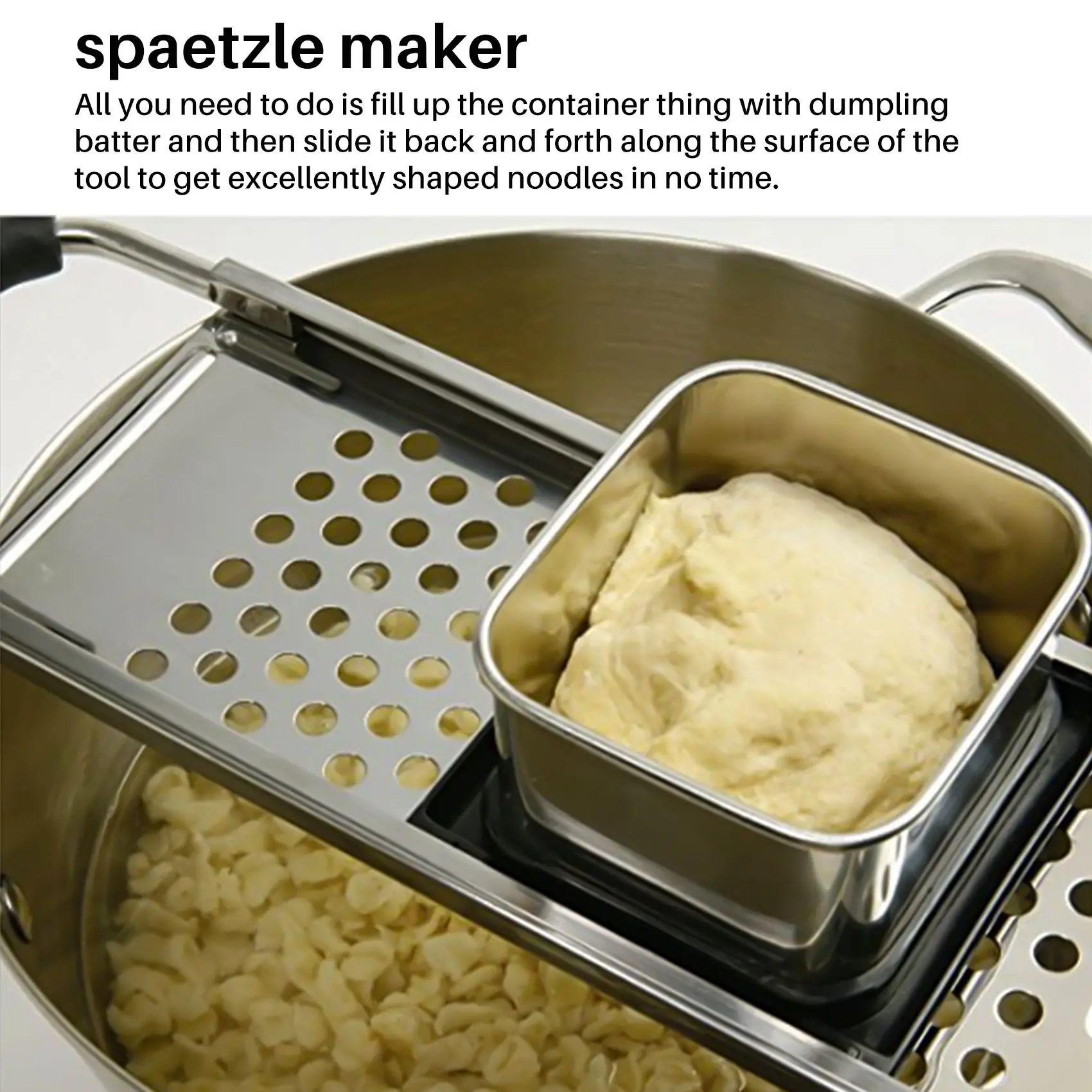 Спаetzle Maker из нержавеющей стали с удобной резиновой ручкой для лапши пельменей