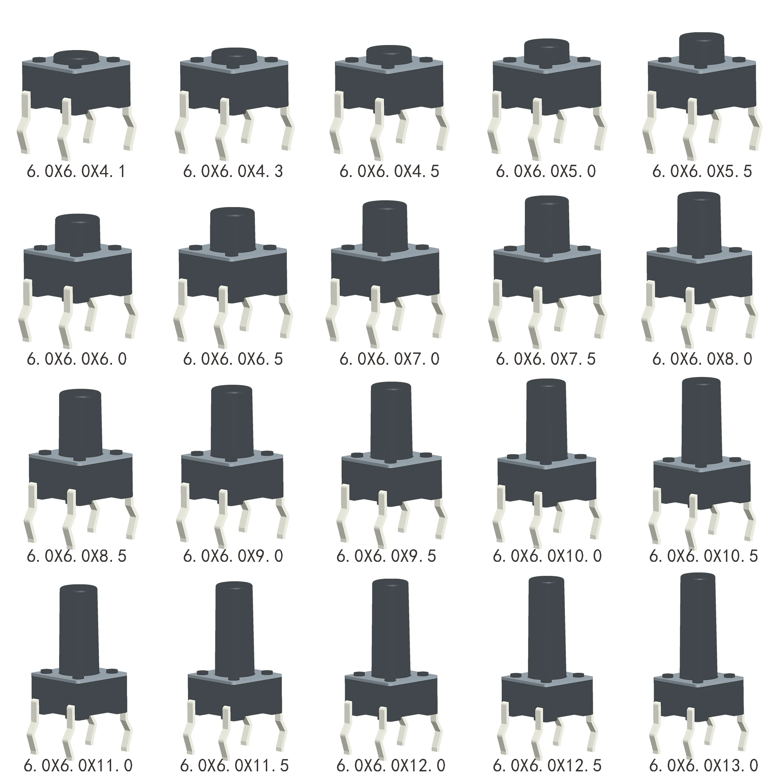 (1000 шт.) 6x6x4 3/4 5/5/5.5/6/6.5/7/7.5/8/8.5/9/9.5/10/10.5/11/11.5/12/12. Тактильный кнопочный переключатель 5/13