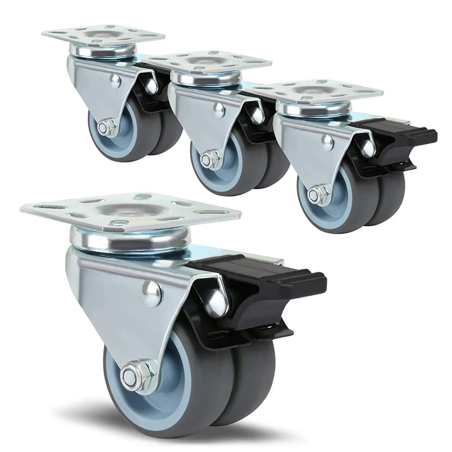 4pcs Heavy Duty Swivel Castor Wheels 50mm with Brake for Trolley Furniture |