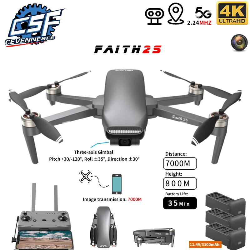 C-FLY Faith 2S GPS Дрон 4K Профессиональная HD камера 3-осевой карданный подвес 5G Wifi FPV