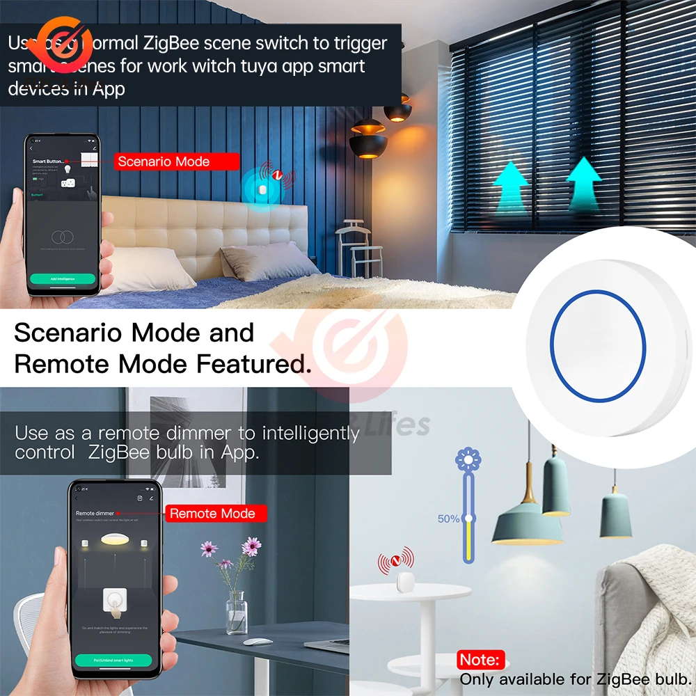 Беспроводной переключатель сцены Tuya ZigBee кнопочный контроллер автоматизации
