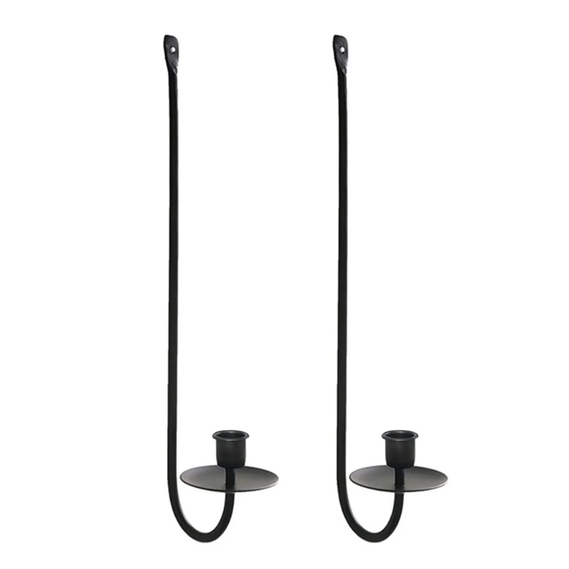 Винтажные настенные бра из черного металла набор 2 настенных подсвечников для
