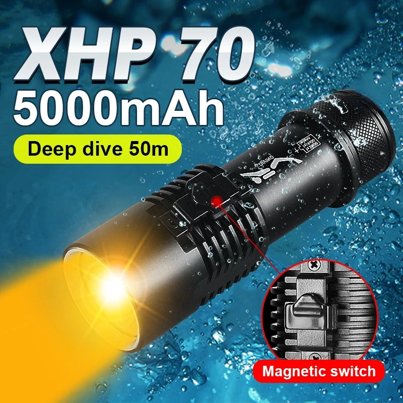 ZEBA XHP70 желтый фонарь для дайвинга 5000 мАч
