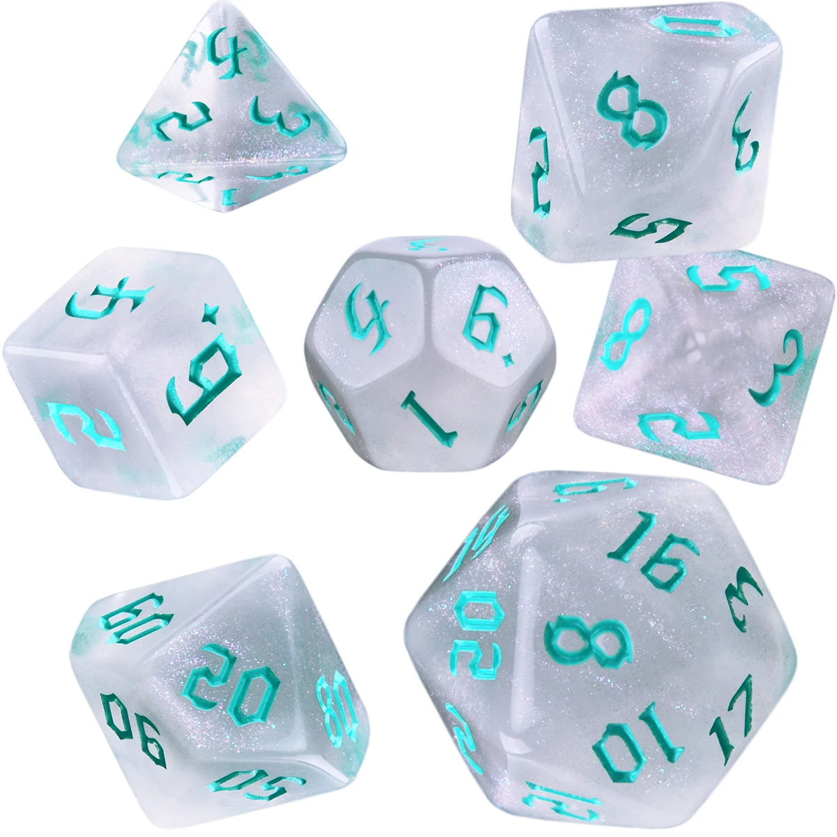 Переливающиеся блестящие многогранные 7-Die игральные кости набор D4 D6 D8 D10 D % D12 D20