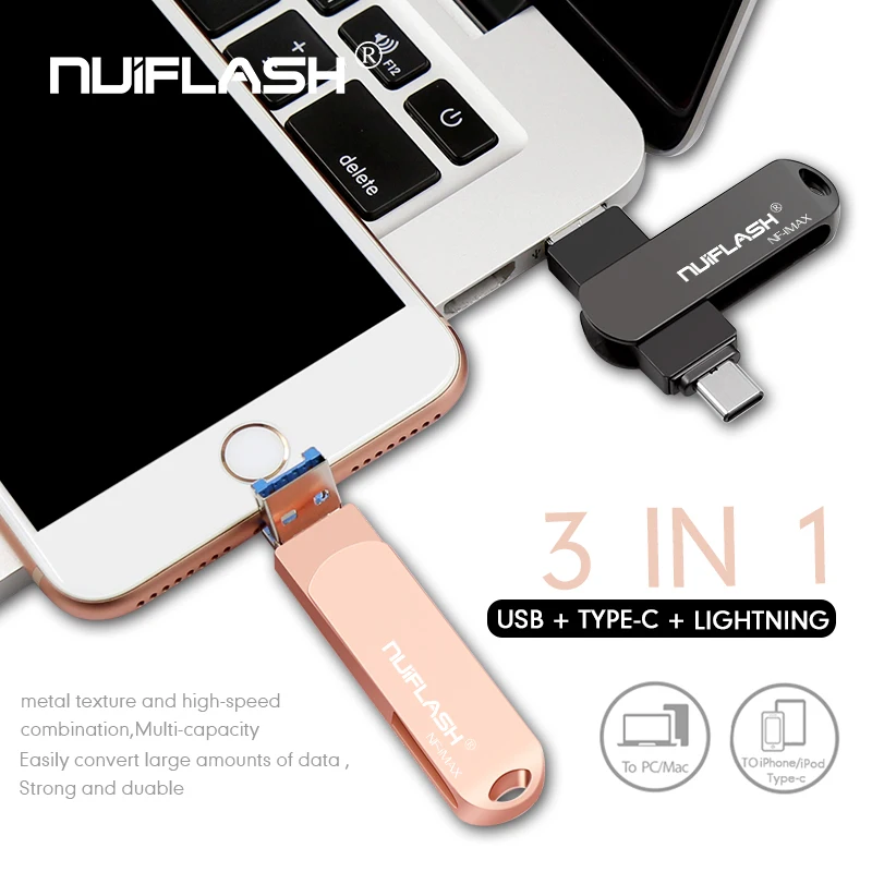 Флеш-накопитель OTG USB 128 ГБ 256 для iPhone и телефонов TypeC Pen 8 16 32 64 X/8/7/7 Plus/6/6s/5/SE