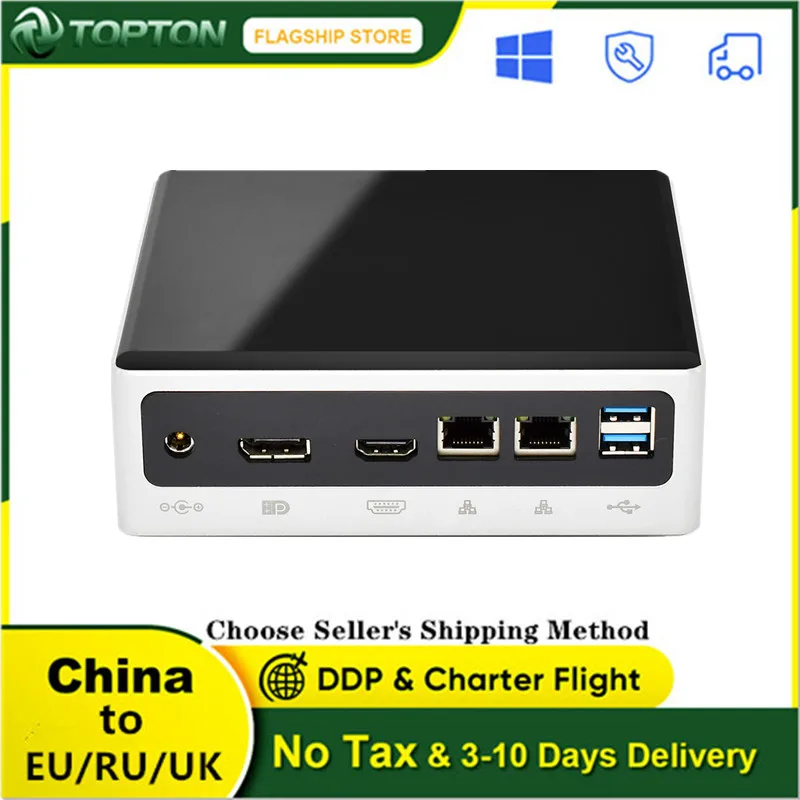 Мини ПК Topton Intel i7-10510U i5-10310U 4 ядра 2 * DDR4 Lans M.2 NVMe NUC Win10 Pro Wi-Fi USB-C DP HDMI - купить по