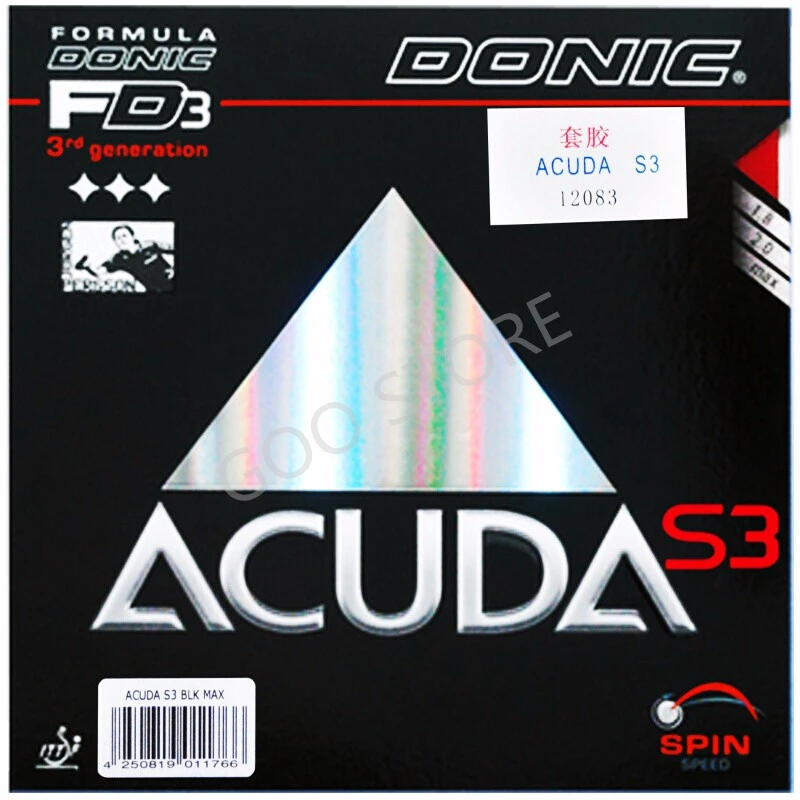 Резинка для настольного тенниса DONIC ACUDA S3, произведенная в Германии, сочетает в себе способность к вращению и универсальность.