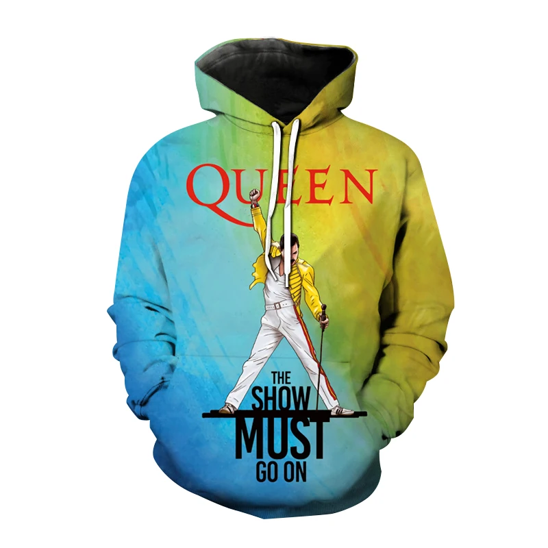 Толстовка Rapper Girl с капюшоном Queen Band Freddie Mercury 3d худи мужской модный спортивный