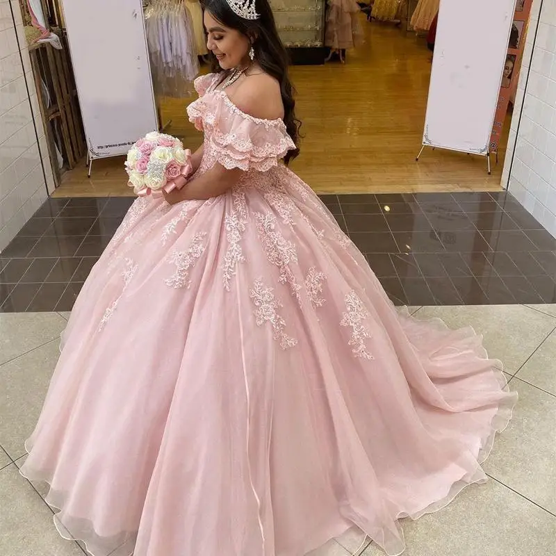 Элегантное розовое бальное платье Quinceanera 16 милых выпускных платьев с открытыми