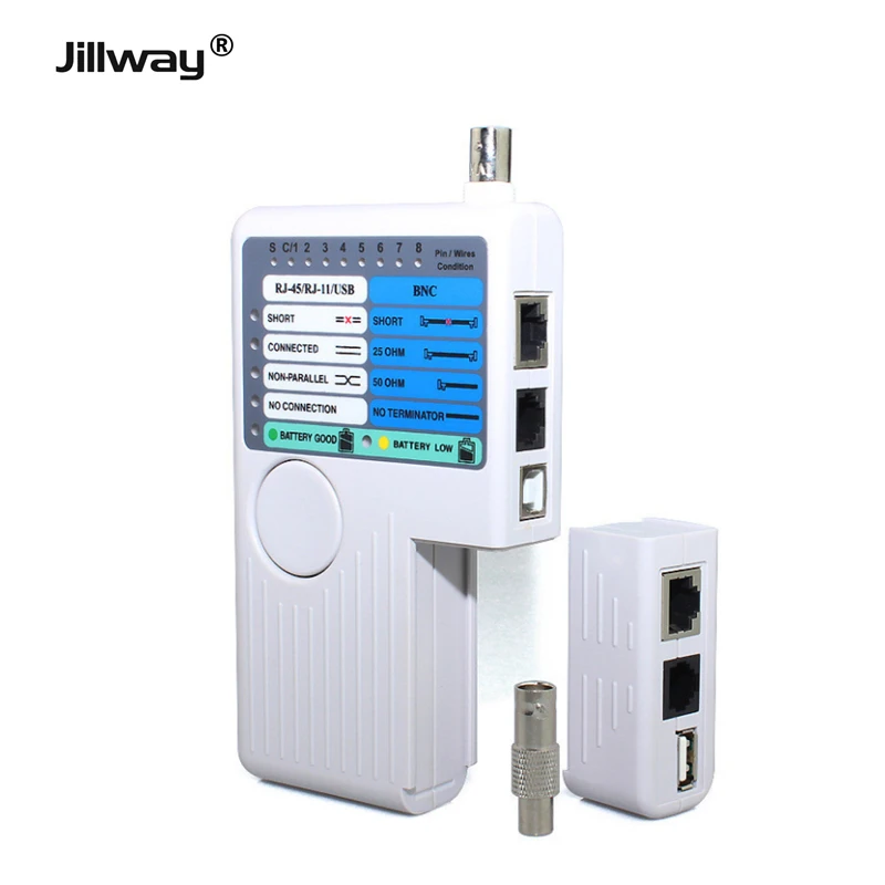 Тестер сетевого кабеля Jillway 4 в 1 USB BNC RJ11 RJ45 тестер телефонных кабелей UTP STP LAN