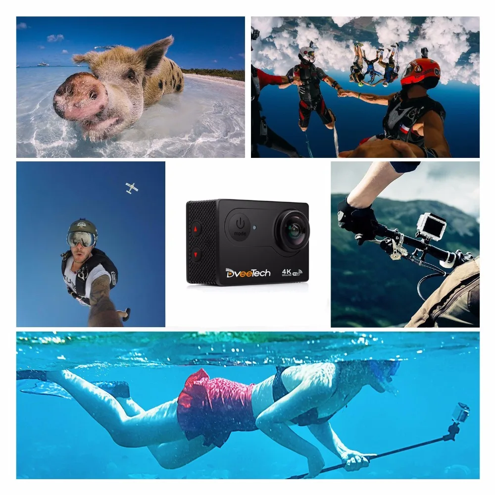 Фото Dveetech экшн камера 4 К Wi-Fi 16Mp Водонепроницаемый 30 м подводный DVR HD Спорт Камера Action Cam Dveetech экшн камера 4 К Wi-Fi 16Mp Водонепроницаемый 30 м подводный DVR HD Спорт Камера Action Cam