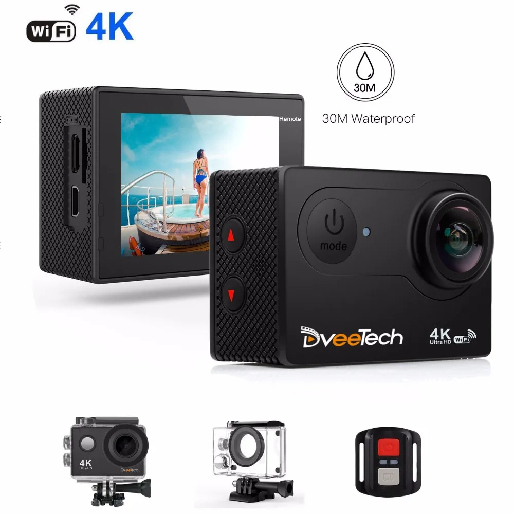Фото Dveetech экшн камера 4 К Wi-Fi 16Mp Водонепроницаемый 30 м подводный DVR HD Спорт Камера Action Cam Dveetech экшн камера 4 К Wi-Fi 16Mp Водонепроницаемый 30 м подводный DVR HD Спорт Камера Action Cam