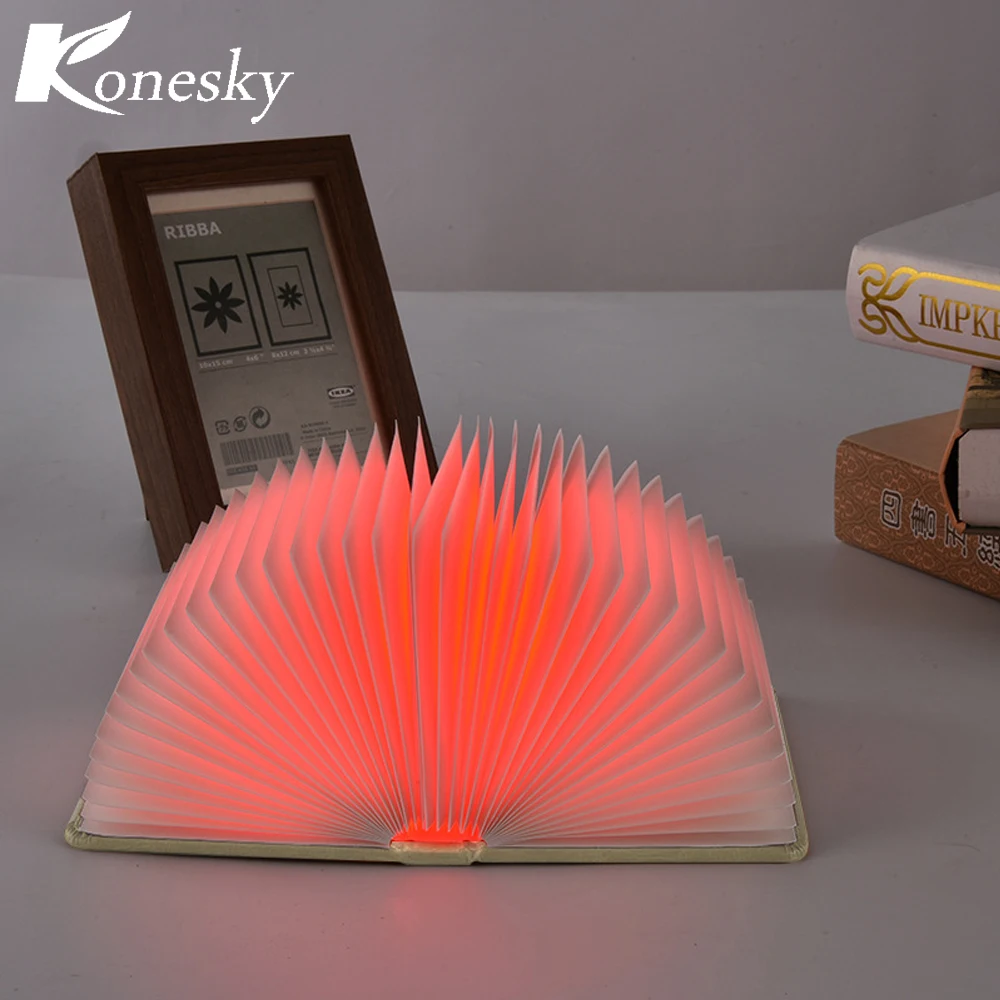 Konesky USB перезаряжаемая светодиодная Складная Настольная лампа в форме книги