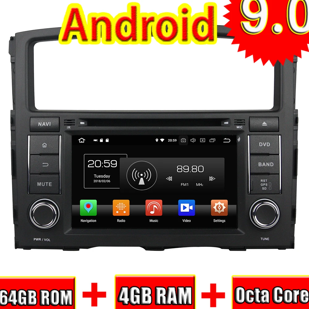 Topnavi Octa Core Android 9 0 автомобильный DVD GPS навигация для Mitsubishi PAJERO 2006-2012 Авторадио