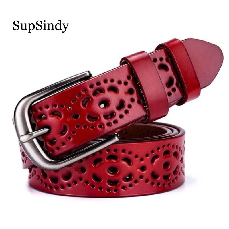 Ремень SupSindy женский из натуральной кожи шикарный брендовый дизайнерский чёрный