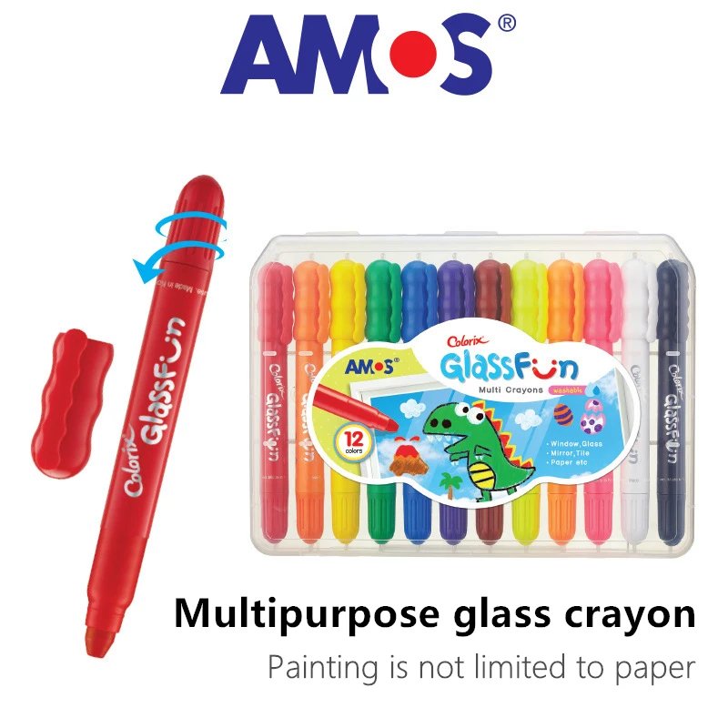 Стеклянный набор цветных мелков AMOS GF6PC Fun Artboard простой в очистке безопасный и