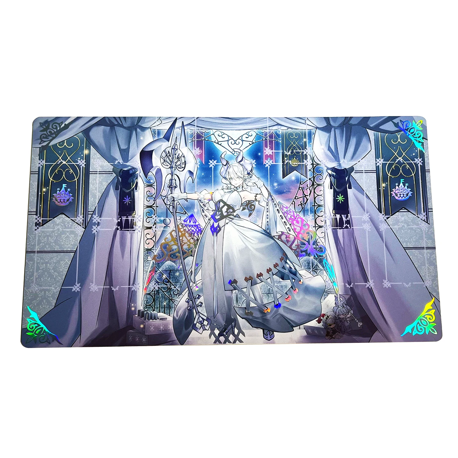 Игровой коврик Yu-Gi-Oh "Лабиринт Серебряного Замка" с голографической фольгой и блестящей поверхностью без шва 2 мм, для самостоятельной сборки, в комплекте с сумкой для хранения.