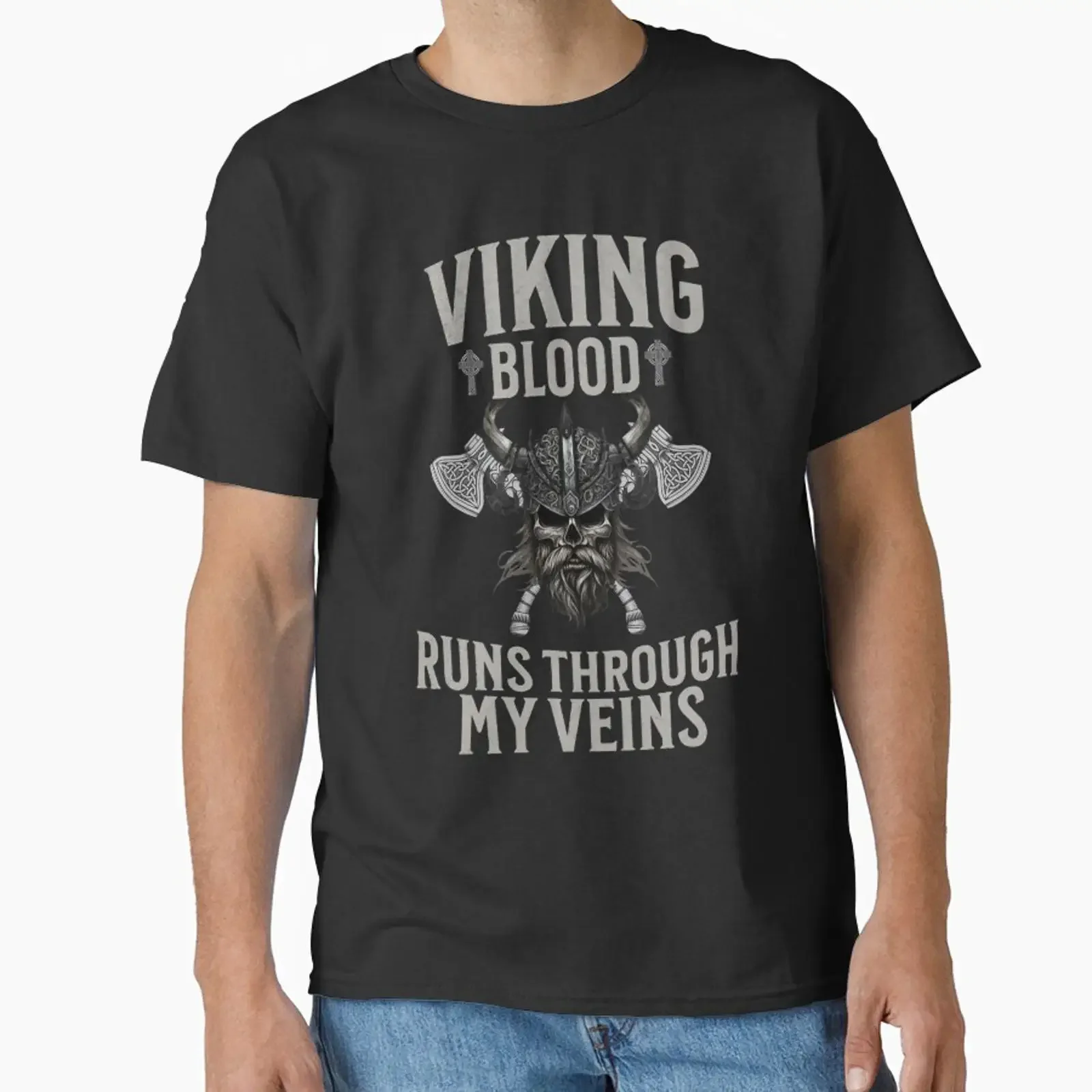 Футболка с надписью Viking Blood Quote, разработанная и продаваемая PhilomenaT, винтажная, стильная, унисекс, повседневная, дизайнерская одежда.