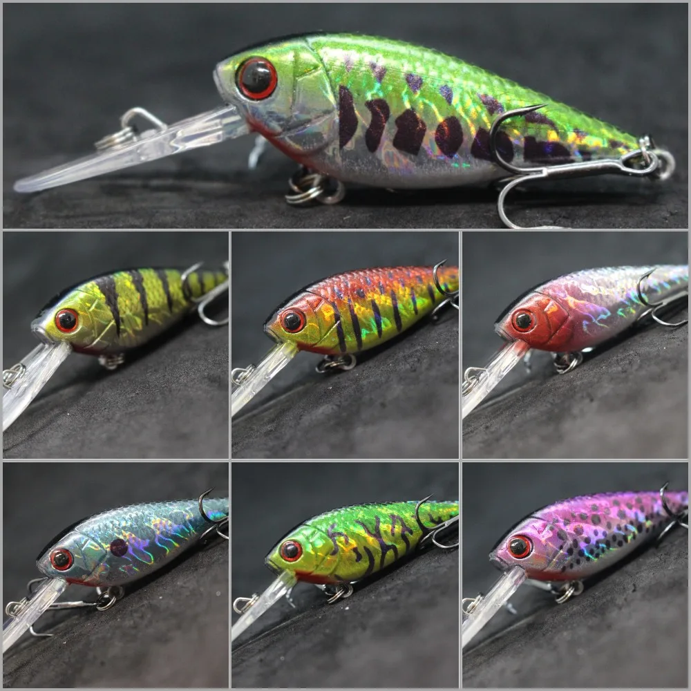 WLure Crankbait Воблер для рыбалки 7г 5см Легкий глубоководный погружатель на 3-4 метра Сильное колебание Epoxy покрытие тройные крючки C549.