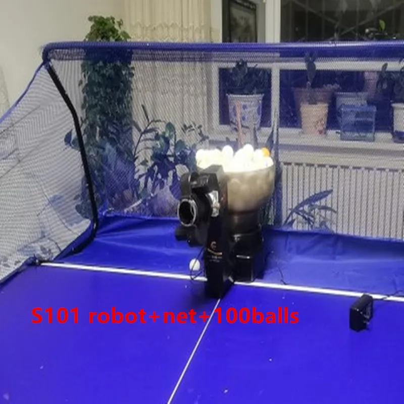 Table Tennis Training Robot Ping Pong Ball Machine Trainer with Catch Net 100Balls ball robot collecting tennis balls catch net | Спорт и