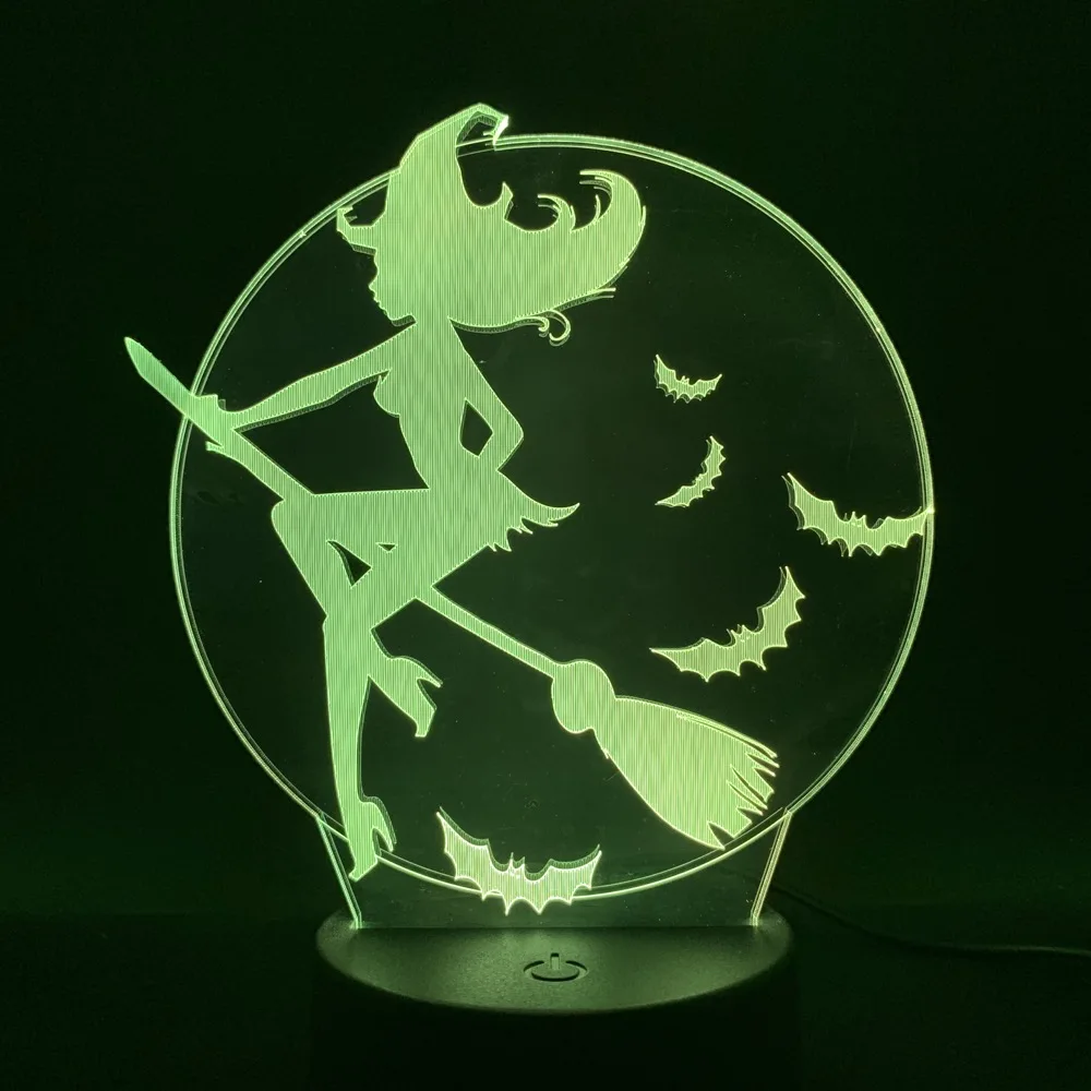 3D лампа сенсорный Сенсор атмосферу ведьма Магия 7 цветов с пультом